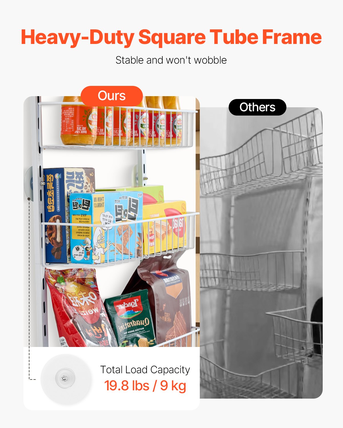 6-Tier Over the Door Pantry Organizer Hanging Storage Rack Adjustable