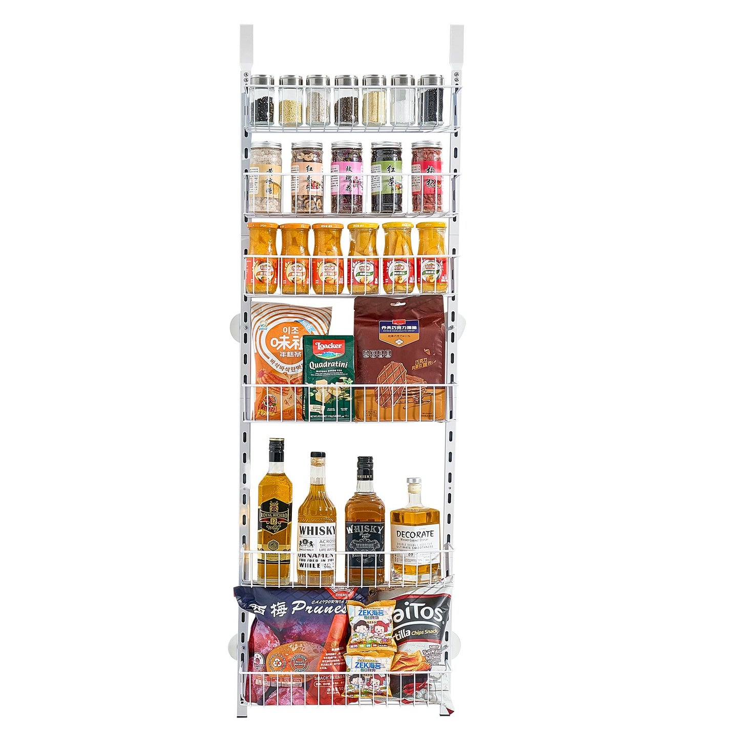 6-Tier Over the Door Pantry Organizer Hanging Storage Rack Adjustable