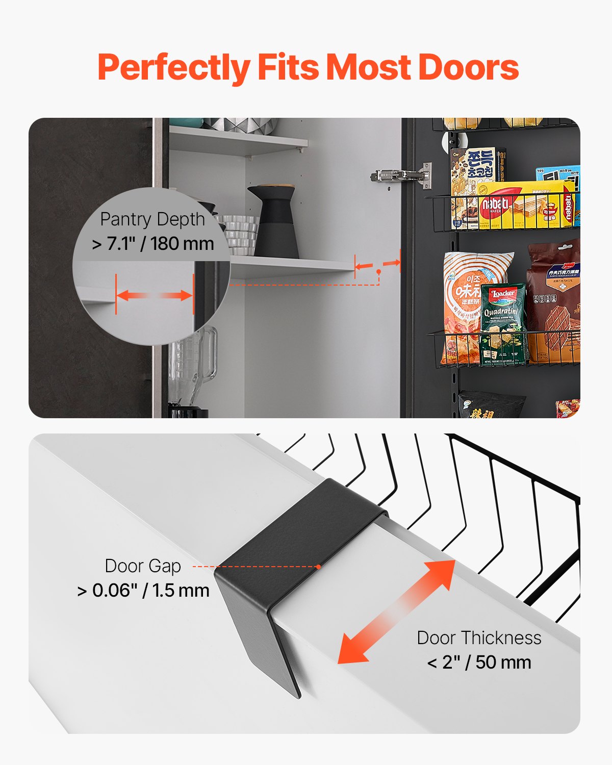 6-Tier Over the Door Pantry Organizer Hanging Storage Rack Adjustable