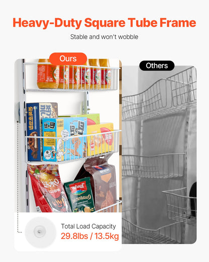 Over the Door Pantry Organizer, 9-Tier Pantry Organization and Storage, Heavy-Duty Steel Hanging Spice Rack, Adjustable Wall Seasoning Shelves, for Home Kitchen Laundry Room Bathroom, White