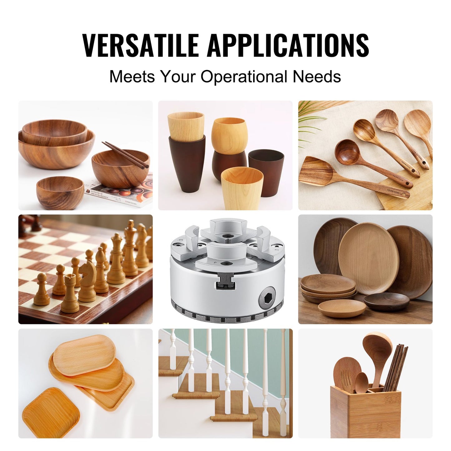 KP96 Lathe Chuck, 4-Jaw 3.75" Diameter, Metal Lathe Chuck Turning Machine Accessories, Self-centering Tool, for Lathe, Precision Machining, Grinding Machines, Milling Machines