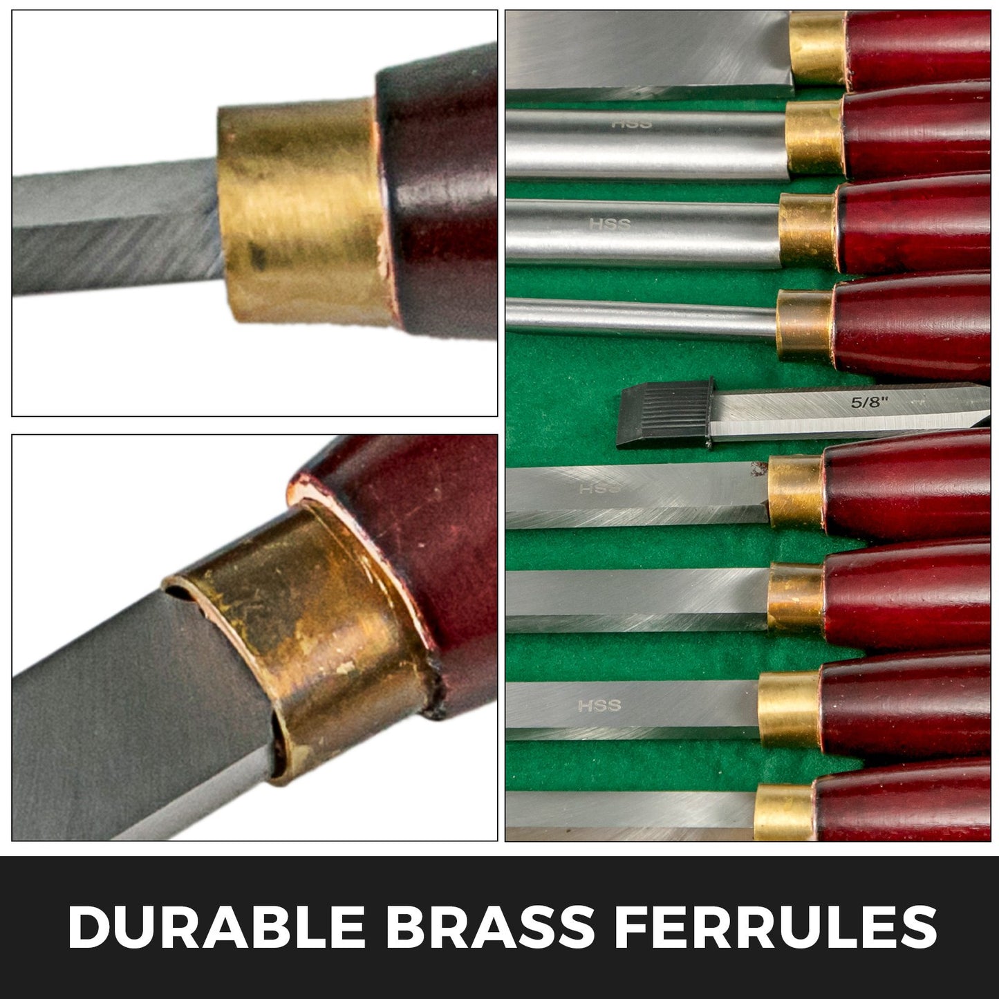 8-Piece Wood Lathe Chisel Kit, HSS Steel Blades, Woodworking Turning Tools with Wooden Storage Case, Ideal for Wood, Root, and Furniture Carving - Red