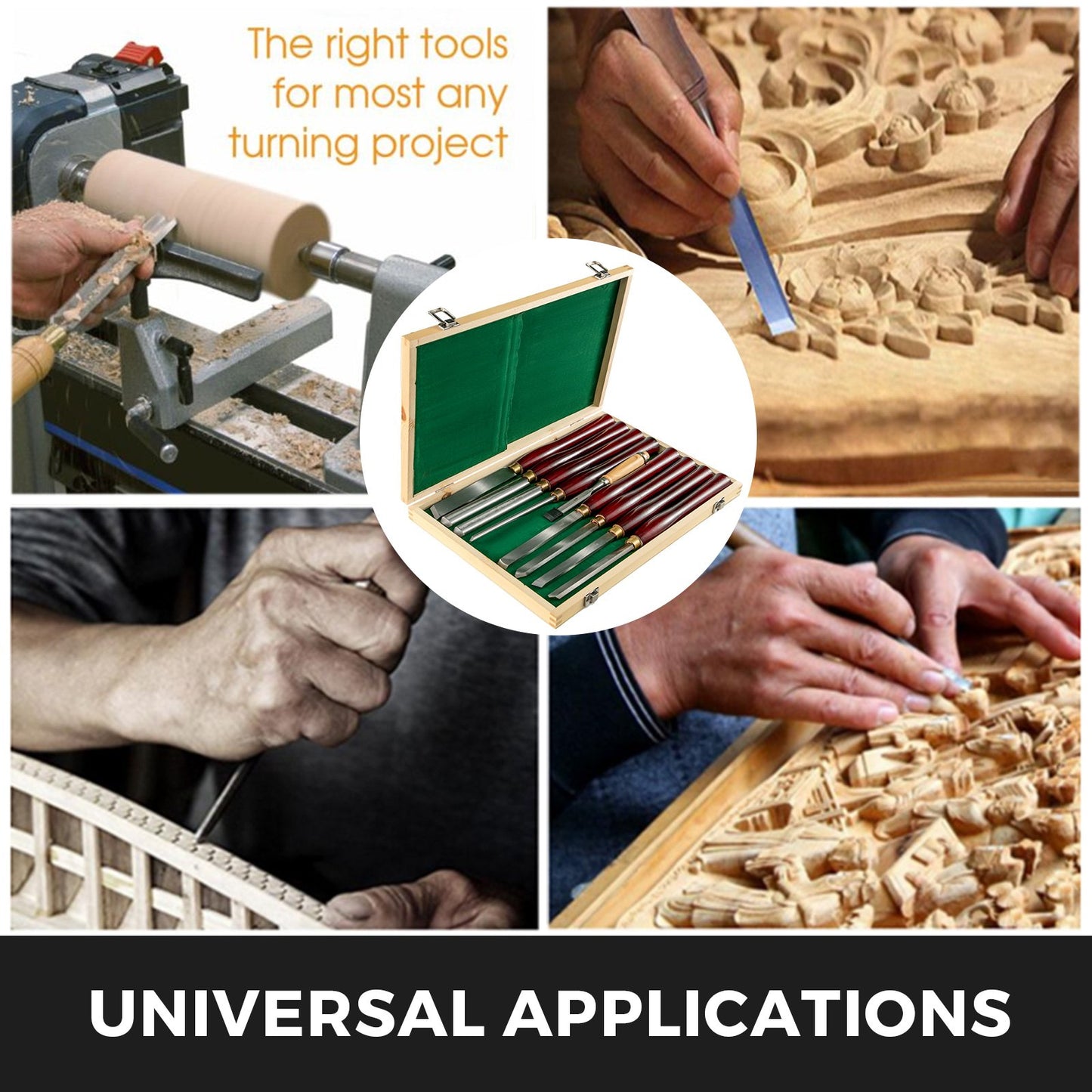 8-Piece Wood Lathe Chisel Kit, HSS Steel Blades, Woodworking Turning Tools with Wooden Storage Case, Ideal for Wood, Root, and Furniture Carving - Red