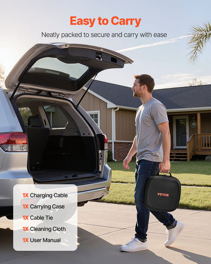 EV Charger Extension Cable, 40Amp 40 ft J1772 Extension Cord Compatible with 120V-240V SAE J1772 Electric Vehicle Chargers, Level 1/Level 2 IP66 Heavy Duty Car Charging Cable with Carrying Bag