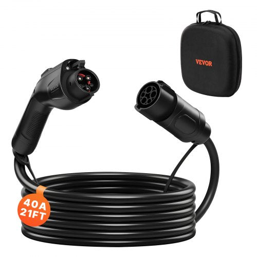 EV Charger Extension Cable, 40Amp 21 ft J1772 Extension Cord Compatible with 120V-240V SAE J1772 Electric Vehicle Chargers, Level 1/Level 2 IP66 Heavy Duty Car Charging Cable with Carrying Bag