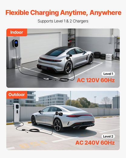 EV Charger Extension Cable, 40Amp 21 ft J1772 Extension Cord Compatible with 120V-240V SAE J1772 Electric Vehicle Chargers, Level 1/Level 2 IP66 Heavy Duty Car Charging Cable with Carrying Bag