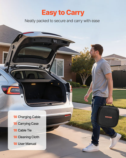 EV Charger Extension Cable for Tesla, 48Amp 21 ft Max 240V 11.52 kW with NACS Plug, EV Extension Cord for Level 1/2 Tesla Mobile/Wall Connector/Destination Charger, Model Y/X/3/S, Carrying Bag