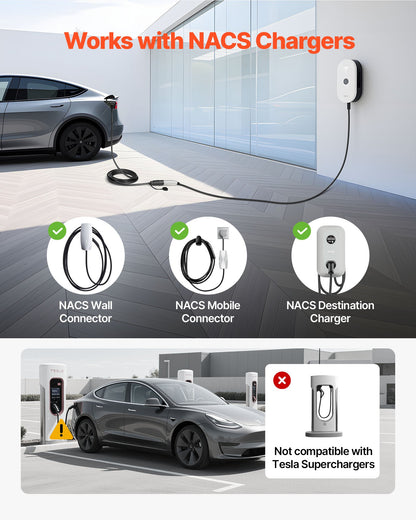 EV Charger Extension Cable for Tesla, 48Amp 40 ft Max 240V 11.52 kW with NACS Plug, EV Extension Cord for Level 1/2 Tesla Mobile/Wall Connector/Destination Charger, Model Y/X/3/S, Carrying Bag