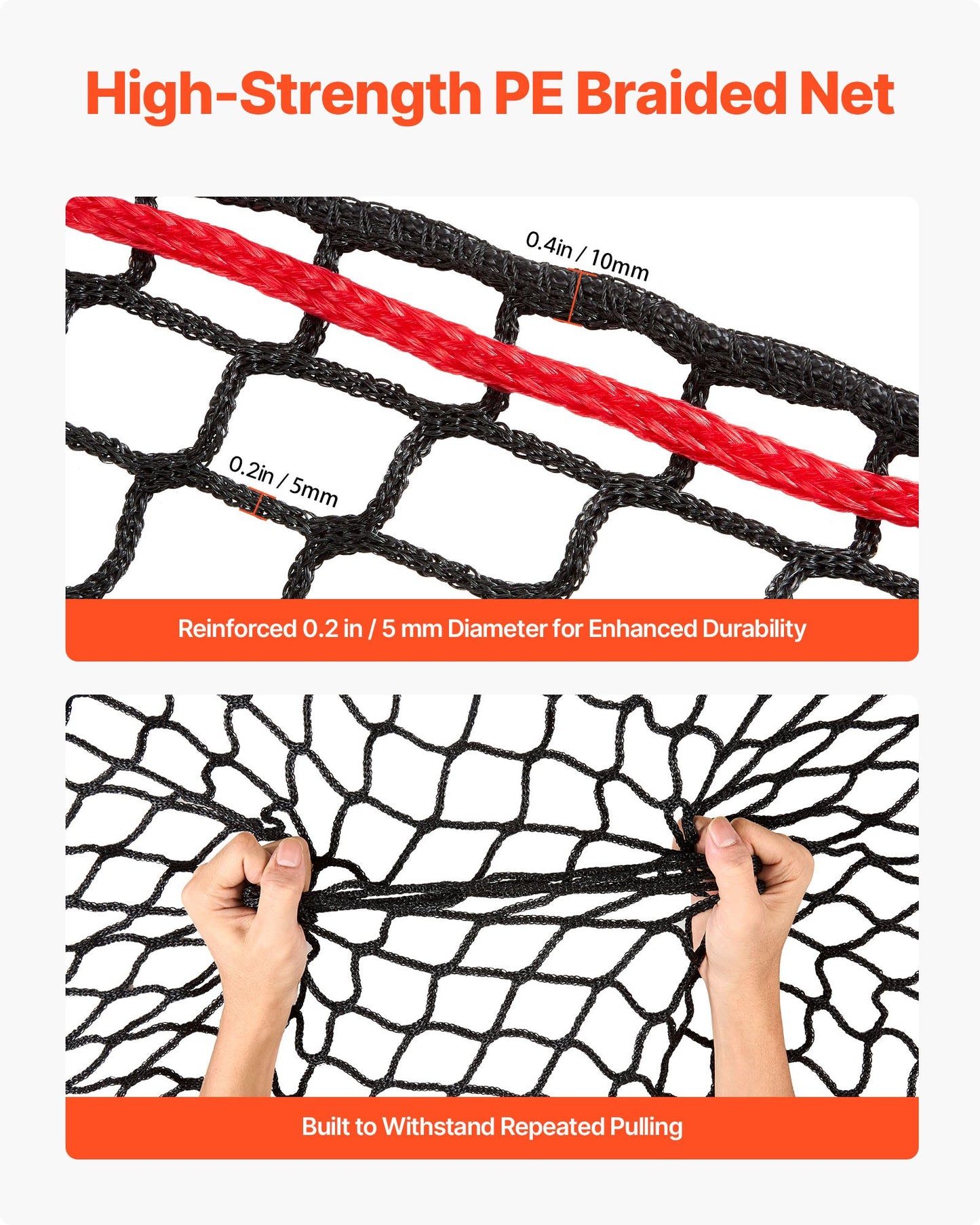 Round Bale Hay Net, 5.91 x 5.91 x 5.91 ft, 1.5 inch Holes, PE Material, Knotless Design, with Zip Ties, Needle Shuttle, Repair Twine and Storage Bag, Slow Feeder Round Bale Net for Horses