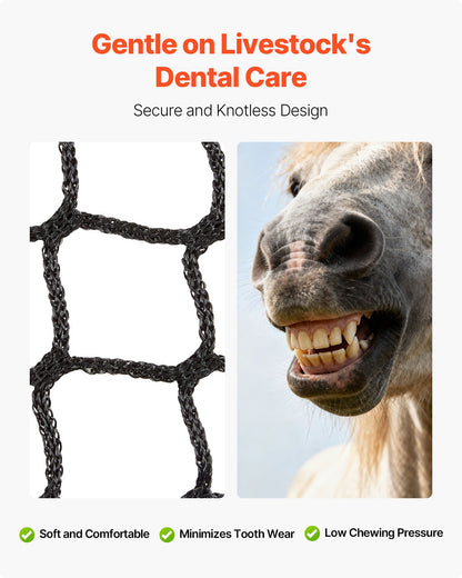 Round Bale Hay Net, 5.91 x 5.91 x 5.91 ft, 1.65 inch Holes, PE Material, Knotless Design, with Zip Ties, Needle Shuttle, Repair Twine and Storage Bag, Slow Feeder Round Bale Net for Horses