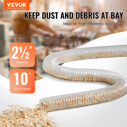 2,5 Zoll x 10 Zoll Staubsammelschlauch. Verdickter, flexibler, durchsichtiger PVC-Schlauch