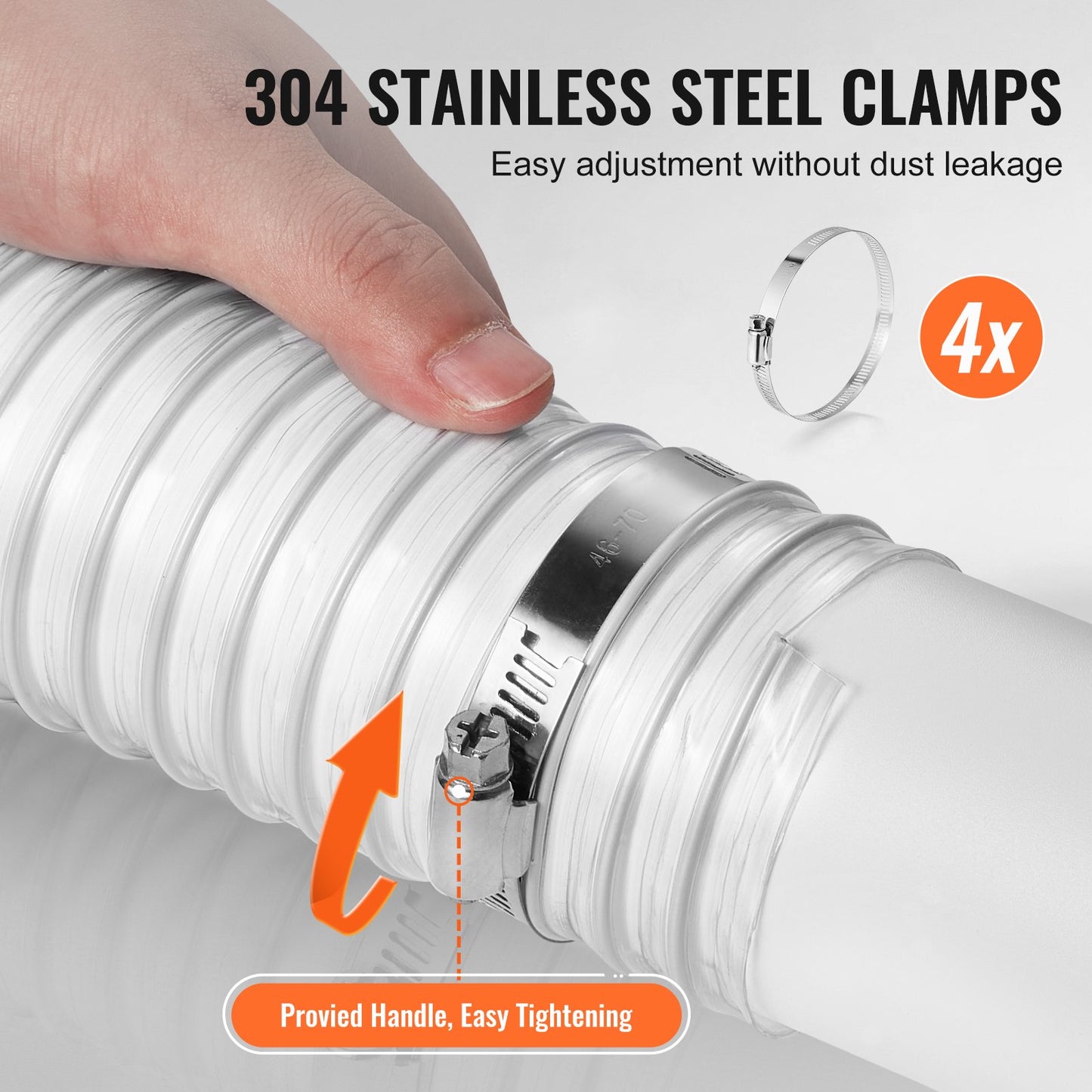 2,5 Zoll x 10 Zoll Staubsammelschlauch. Verdickter, flexibler, durchsichtiger PVC-Schlauch