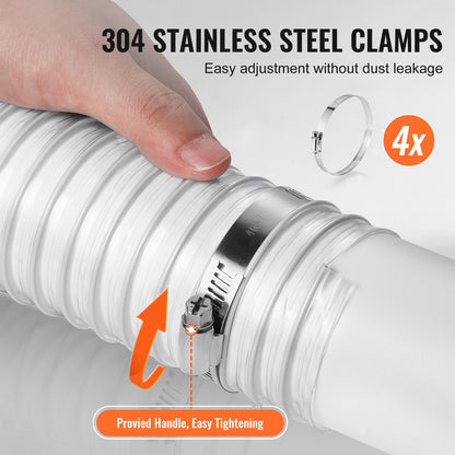 2,5 Zoll x 10 Zoll Staubsammelschlauch. Verdickter, flexibler, durchsichtiger PVC-Schlauch