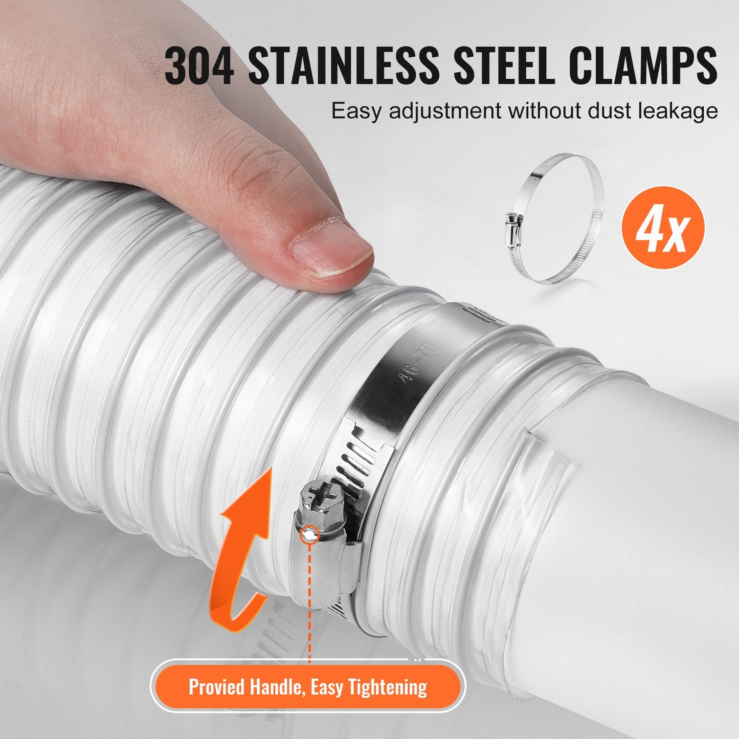 2,5" x 20" dammuppsamlingsslang Förtjockad PVC flexibel klar slang