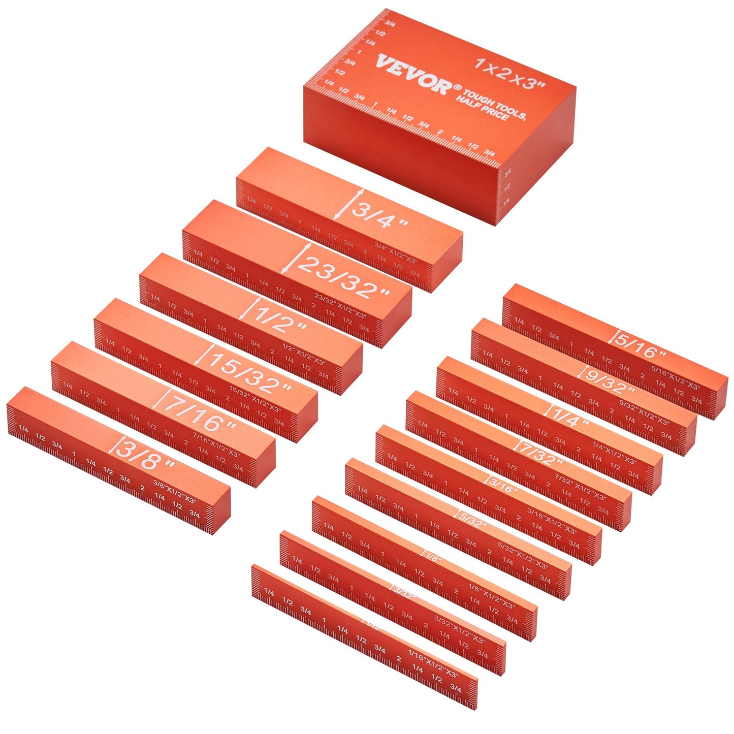 Setup Blocks Woodworking Height Gauge Set 16PCS Precision Setup Bars