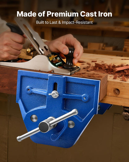 Woodworking Vise, 7 Inch Jaw Width, Quick Release Wood Bench Vise, 8 Inch Max Jaw Opening, Heavy-duty Cast Iron Construction, Workbench Vice with Adjustable Front Stop, for Woodworking Drilling