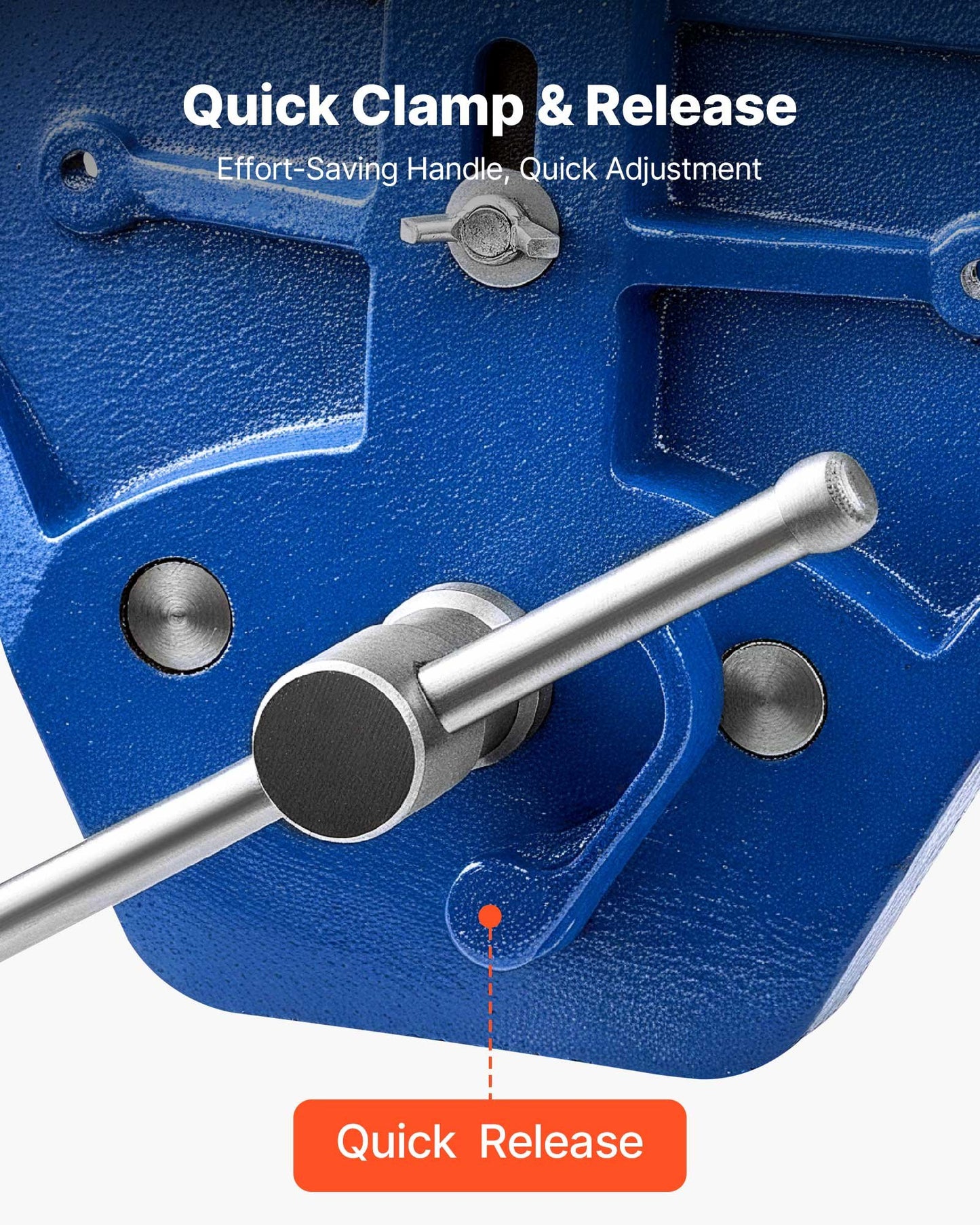 Woodworking Vise, 7 Inch Jaw Width, Quick Release Wood Bench Vise, 8 Inch Max Jaw Opening, Heavy-duty Cast Iron Construction, Workbench Vice with Adjustable Front Stop, for Woodworking Drilling