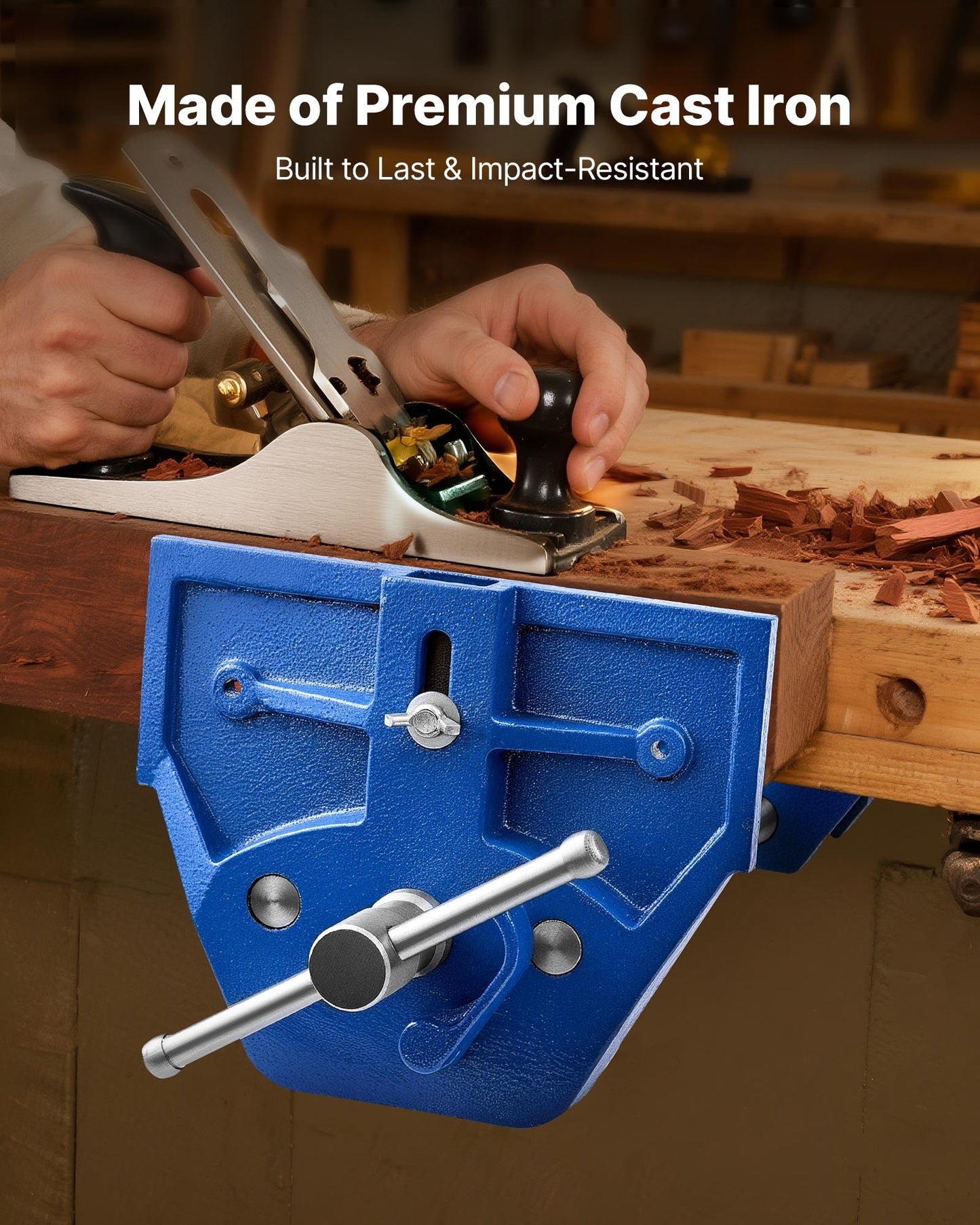 Woodworking Vise, 9 Inch Jaw Width, Quick Release Wood Bench Vise, 10.2 Inch Max Jaw Opening, Heavy-duty Cast Iron Construction, Adjustable Front Stop, Workbench Vice, for Woodworking Drilling