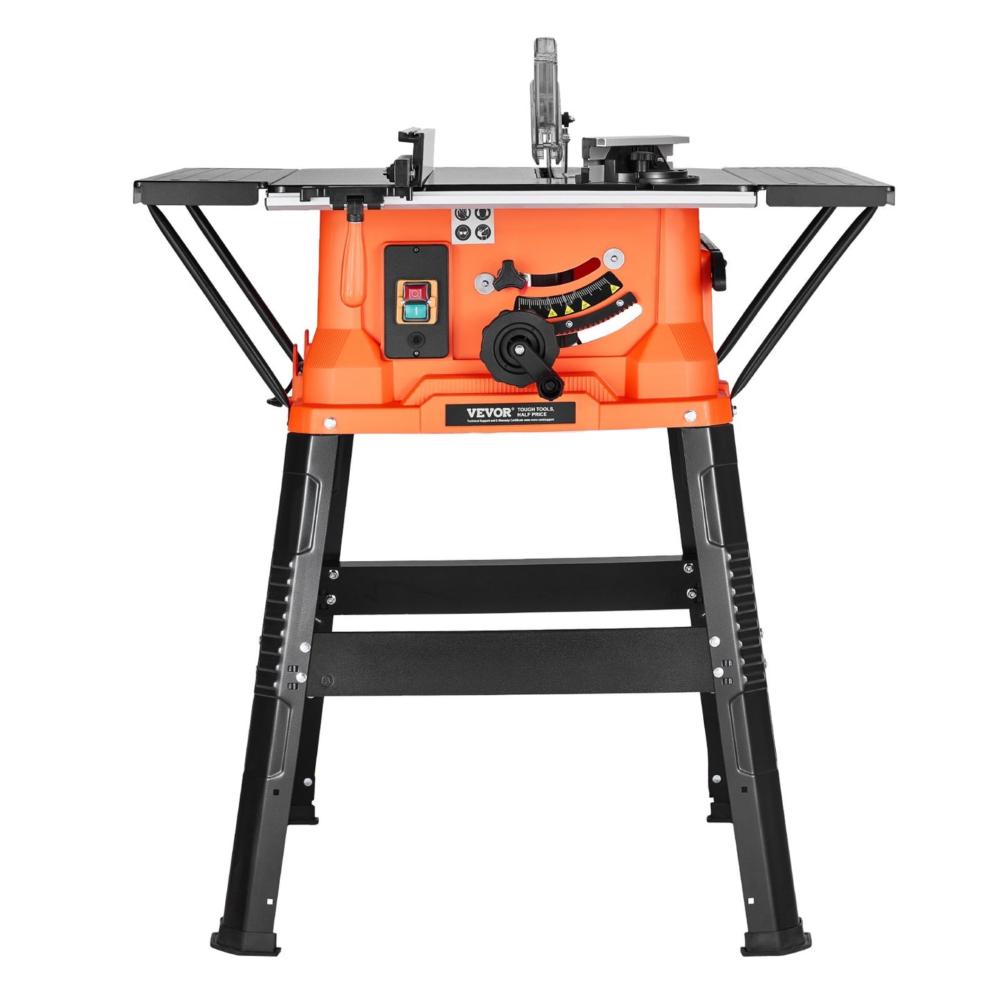 Table Saw with Stand, 1800W Portable Compact Table Saw, 254MM Saw Blade OD, 200MM Max. Cutting Capacity, 4,800rpm Cutting Speed, with 24-Teeth Saw Blade, for Woodworking and Furniture Making