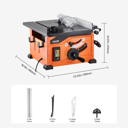 Table Saw, 1200W Portable Compact Table Saw, 210MM Saw Blade OD Construction Circular Saw, 225MM Max. Cutting Capacity, 4800rpm Cutting Speed, with 24-tooth Saw Blade, Miter Gauge, for DIY Woodworking and Furniture Making
