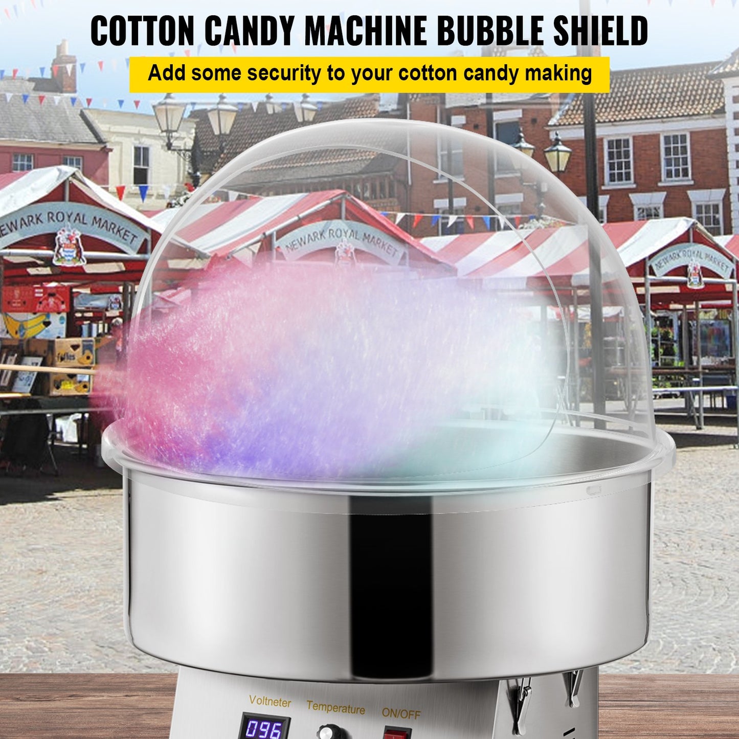 Sockervaddsmaskin 20,5" Diameter Candy Floss Lock för Candy Floss Maker Machine 52 cm Dome Shield Lock för kommersiell Candyfloss Machine