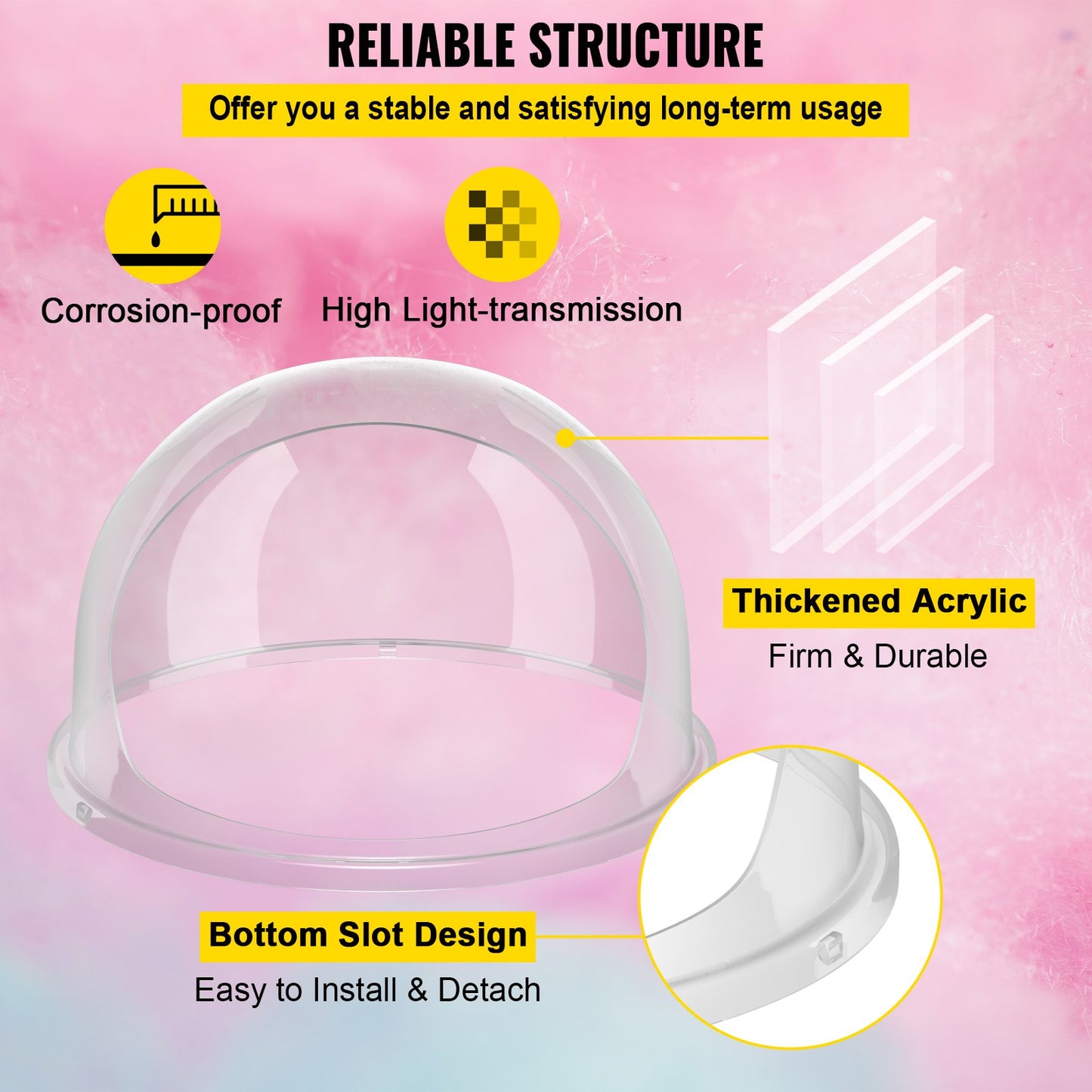 Sockervaddsmaskin 20,5" Diameter Candy Floss Lock för Candy Floss Maker Machine 52 cm Dome Shield Lock för kommersiell Candyfloss Machine