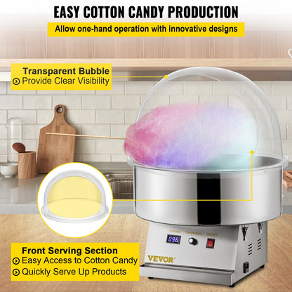 Sockervaddsmaskin 20,5" Diameter Candy Floss Lock för Candy Floss Maker Machine 52 cm Dome Shield Lock för kommersiell Candyfloss Machine