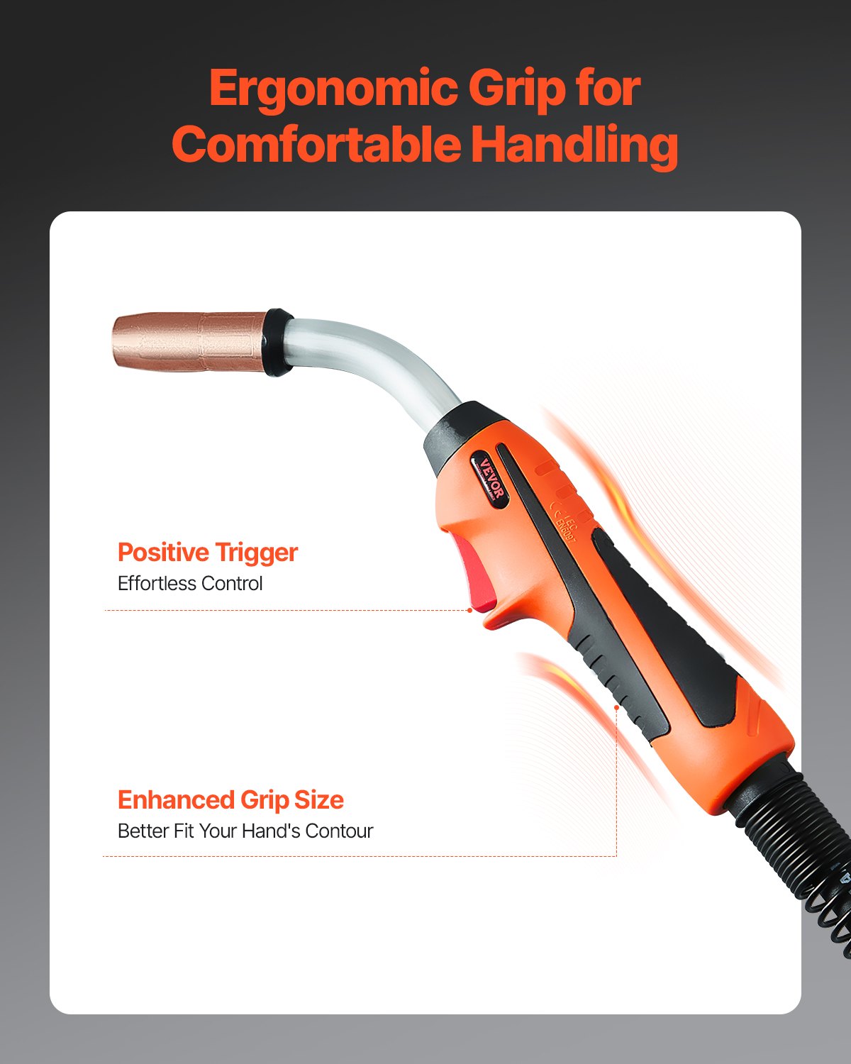 250-Ampere-MIG-Schweißpistole mit 15 Fuß langem Kabel für Drähte von 0,030", 0,035" und 0,045"