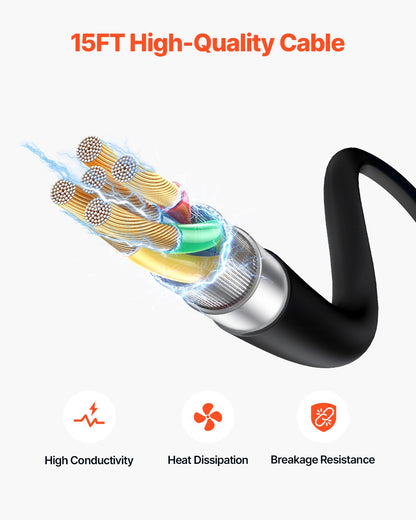 250-Ampere-MIG-Schweißpistole mit 15 Fuß langem Kabel für Drähte von 0,030", 0,035" und 0,045"