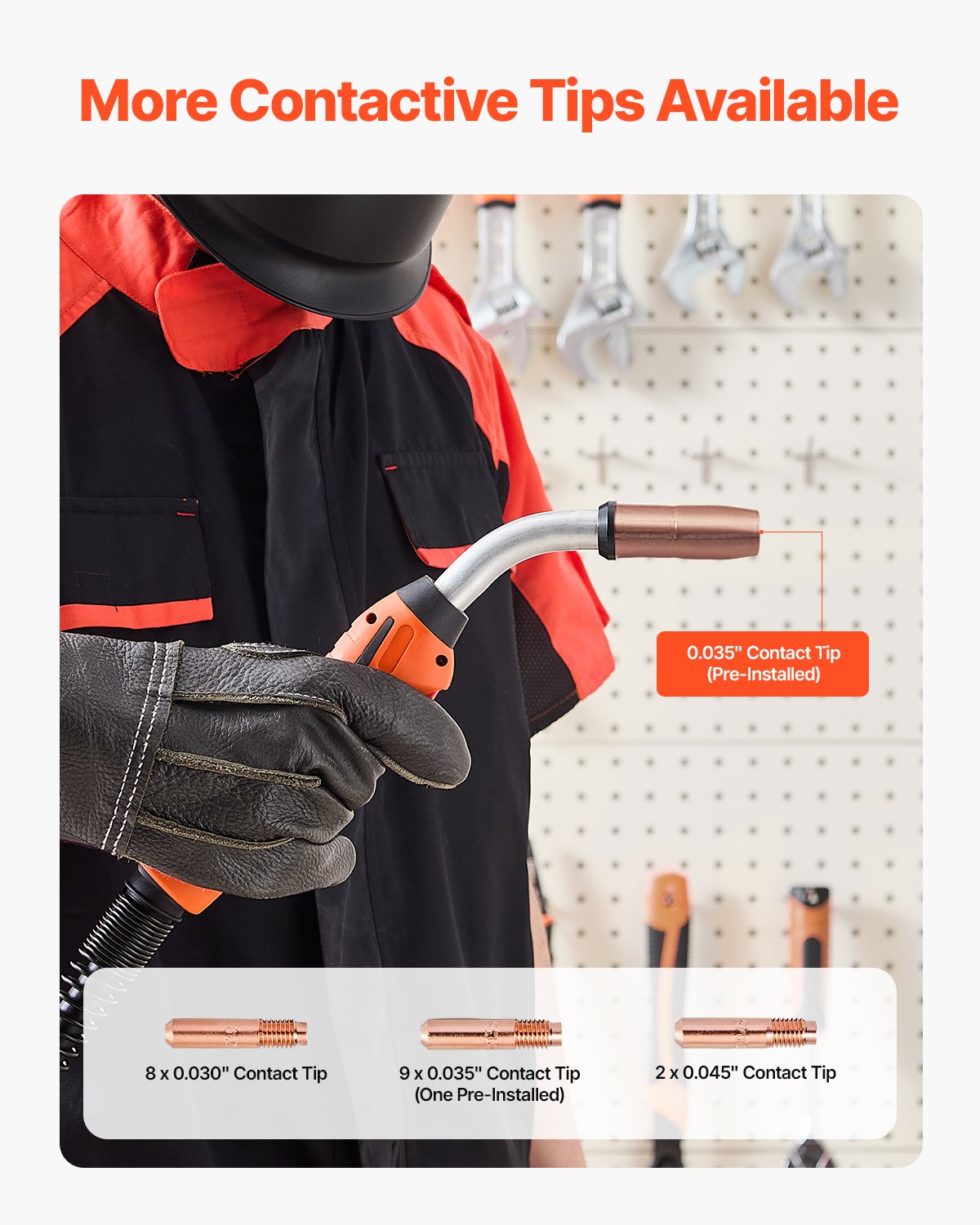 250-Ampere-MIG-Schweißpistole mit 15 Fuß langem Kabel für Drähte von 0,030", 0,035" und 0,045"