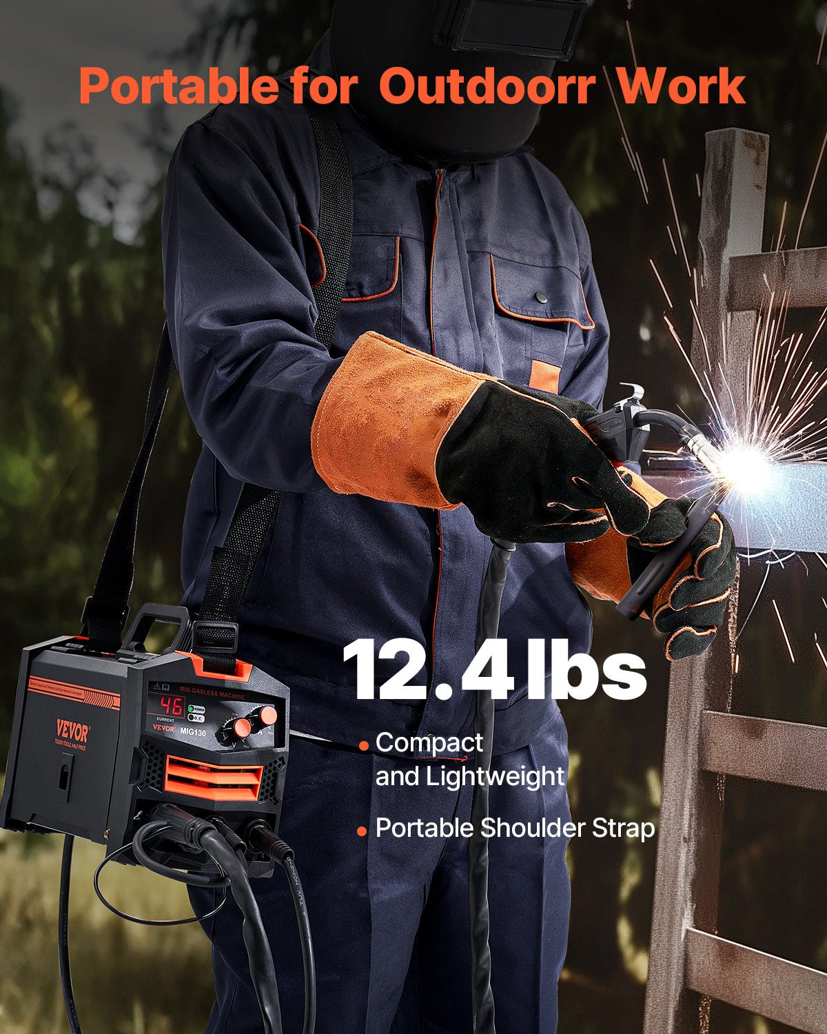 MIG Welder, 130Amp Synergic Mig Welding Machine, 110V Gasless Flux Core Welder Machine, Portable Mig Welder with IGBT Inverter Technology and Digital Display Screen