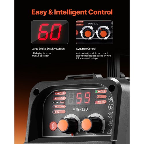 MIG-Schweißgerät 130 Ampere MIG-Schweißgerät 3-in-1 Flussmittelkern MIG/Elektrode/Lift-TIG | EU