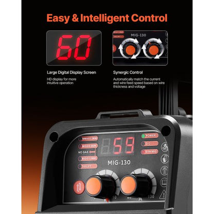 MIG-Schweißgerät 130 Ampere MIG-Schweißgerät 3-in-1 Flussmittelkern MIG/Elektrode/Lift-TIG | EU