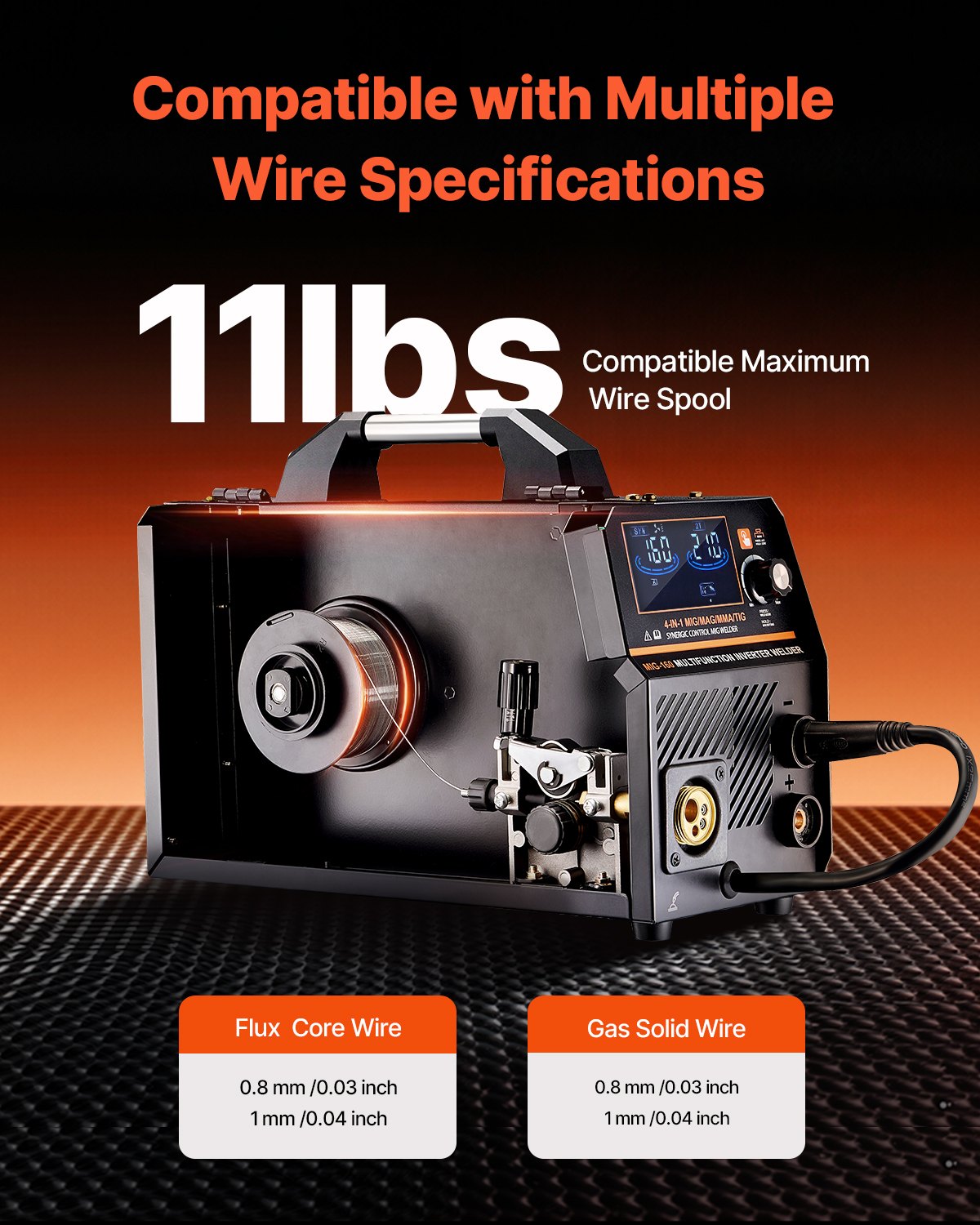 MIG-Schweißgerät 160A Schweißgerät 4-in-1 Gas/Flux Core MIG/Stick/Lift TIG