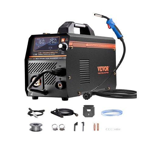 MIG Welder, 160A Synergic Mig Welding Machine, 4-in-1 Gas MIG/Flux Core MIG/Stick/Lift TIG Multi-Process Welder Machine, 110V/220V Dual Voltage Mig Welder with IGBT Inverter & LCD Screen Display