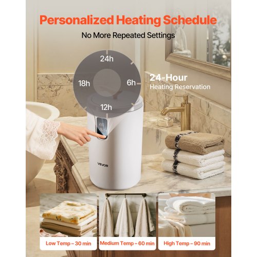 20-Liter-Handtuchwärmer mit LED-Anzeige, Timer und Sicherheitsverriegelung für Temperatureinstellung | EU