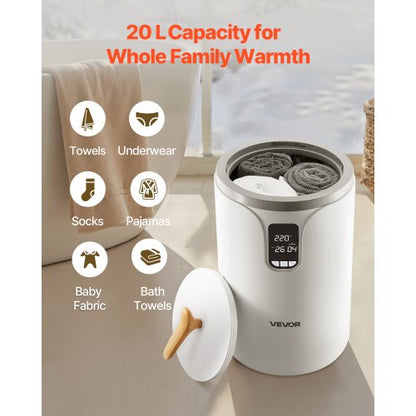20-Liter-Handtuchwärmer mit LED-Anzeige, Timer und Sicherheitsverriegelung für Temperatureinstellung | EU