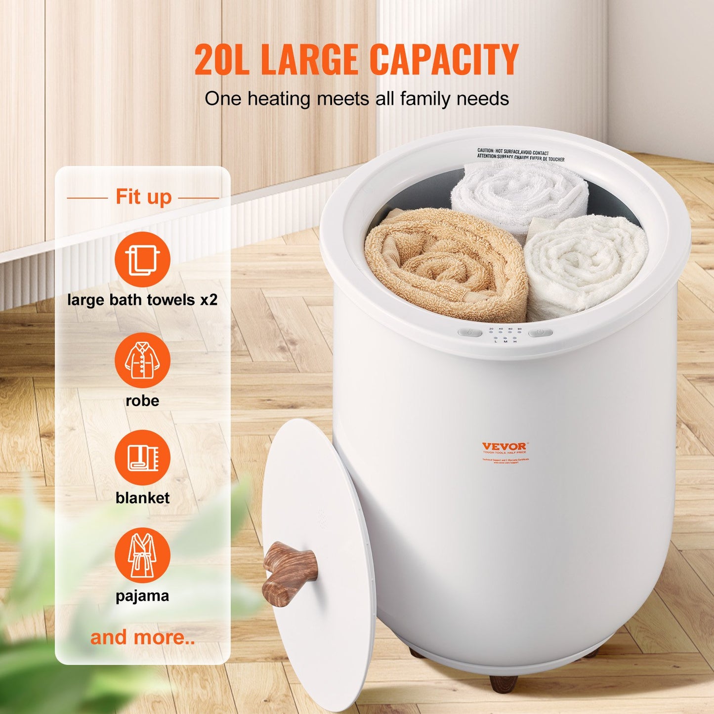 Handdukstorkare 20L Stora handdukstorkar för badrum med LED-ljus