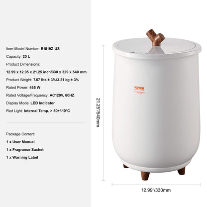 Handdukstorkare 20L Stora handdukstorkar för badrum med LED-ljus