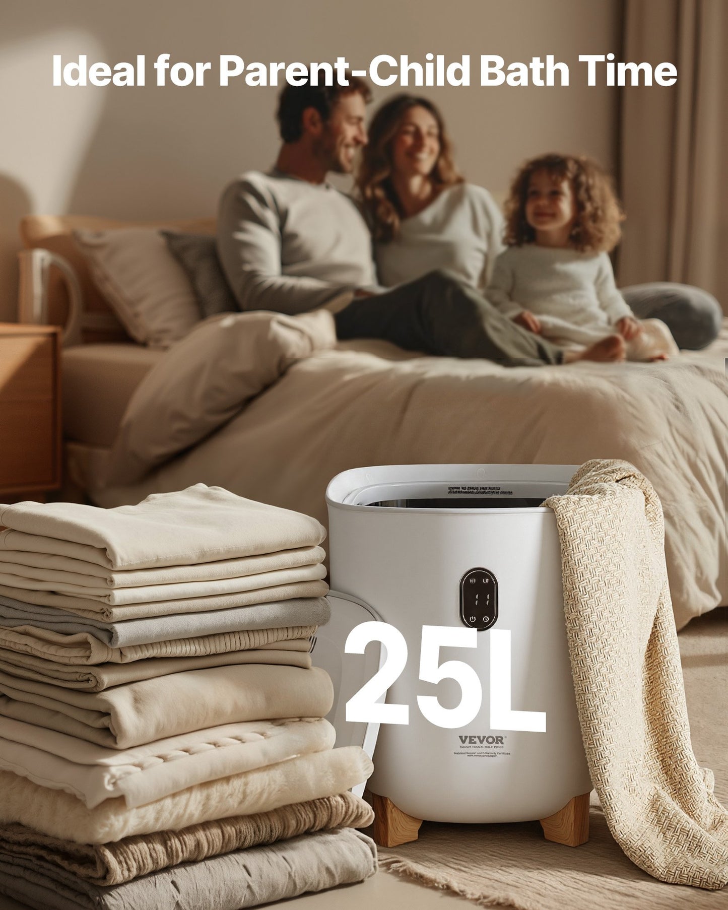 Towel Warmers for Bathroom, 25 L Towel Warmer Bucket with Auto Shut Off for Spa Fits up to 5 Oversized Bath Towels, Blankets, Clothes, Bathrobes, PJ's and More