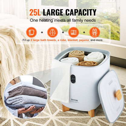 Handtuchtrockner, 25 l, mit LED-Anzeige, Bodenheizung, Säulen, Timer, Weiß