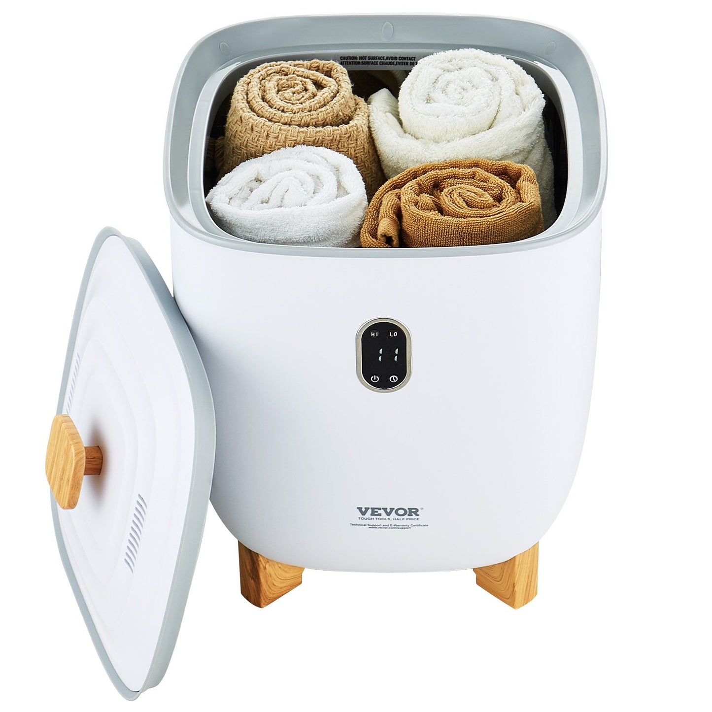 Handtuchtrockner, 25 l, mit LED-Anzeige, Bodenheizung, Säulen, Timer, Weiß