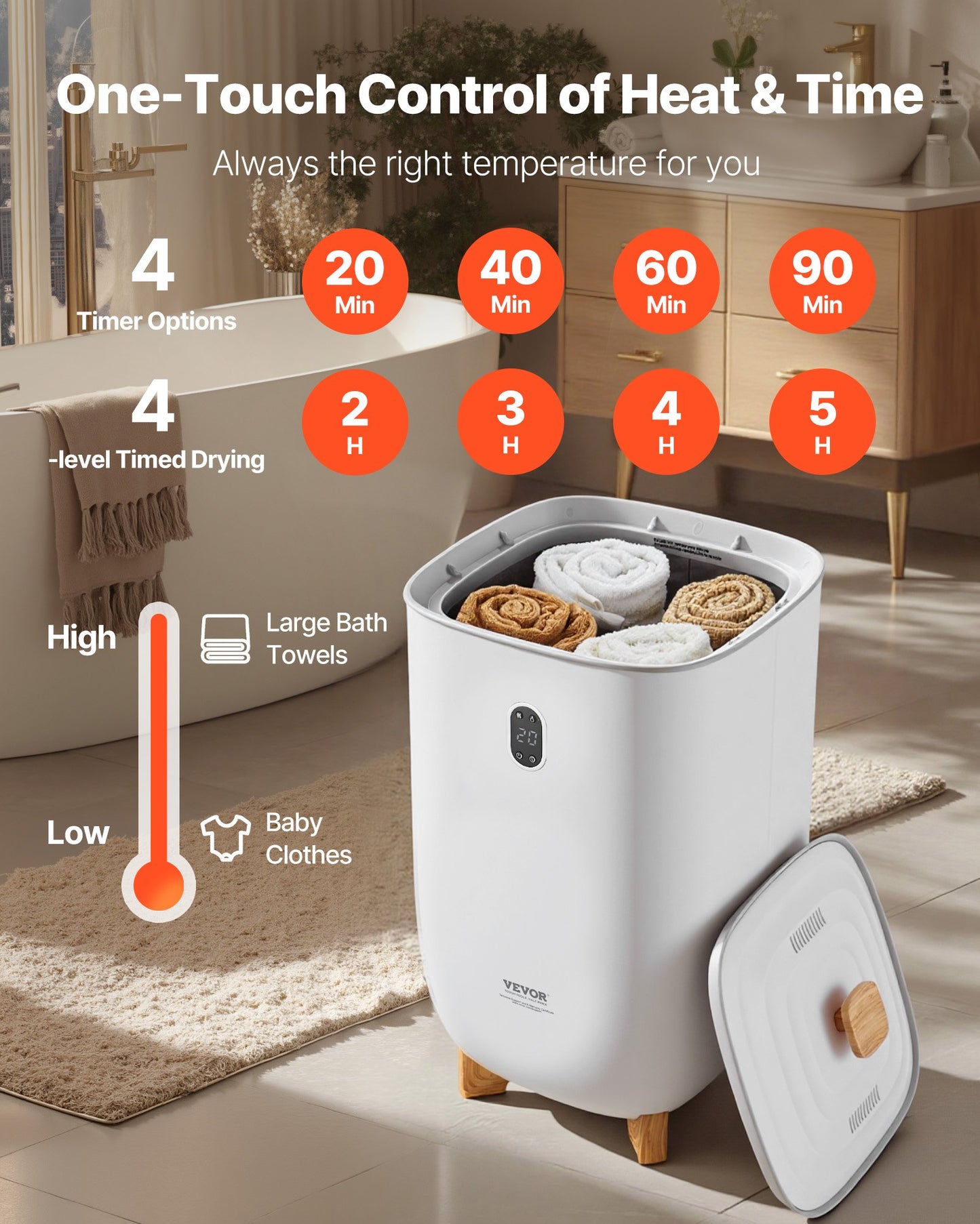 Towel Warmers for Bathroom, 35 L Towel Warmer Bucket, Towel Dryer with Auto Shut Off for Spa Fits up to 6 Oversized Bath Towels, Blankets, Clothes, Bathrobes, PJ's and More