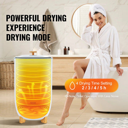35L großer Handtuch-Trockeneimer mit LED-Bildschirm, Trocknungsfunktion und Timer, Weiß