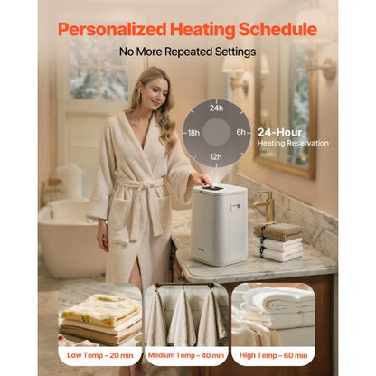 20L Handtuchtrocknereimer mit LED-Anzeige 4 Haken und Sicherheitsverschluss weiß | EU