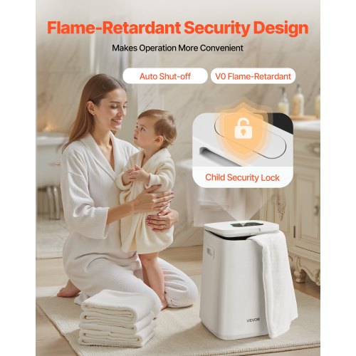 20L Handtuchtrocknereimer mit LED-Anzeige 4 Haken und Sicherheitsverschluss weiß | EU