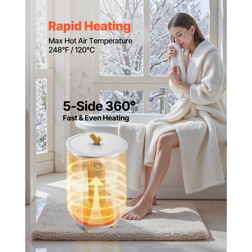 20L Handtuchwärmereimer mit LED-Licht, Timer und Temperatureinstellung, grau | EU