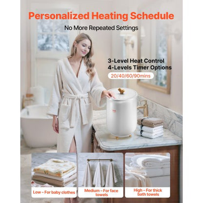 20L Handtuchwärmereimer mit LED-Licht, Timer und Temperatureinstellung, grau | EU