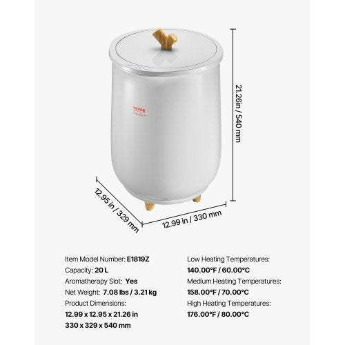 20L Handtuchwärmereimer mit LED-Licht, Timer und Temperatureinstellung, grau | EU