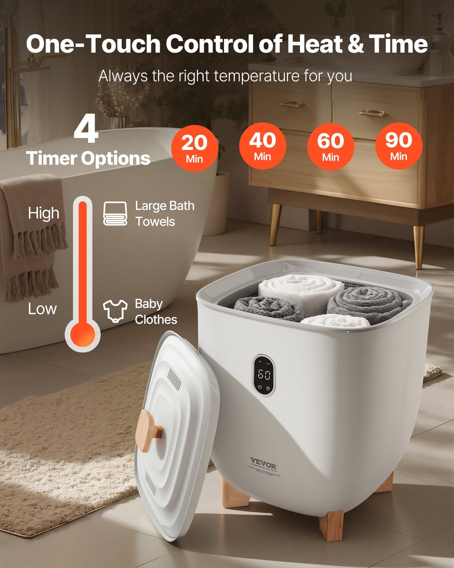 Towel Warmers for Bathroom, 25 L Towel Warmer Bucket with Auto Shut Off for Spa Fits up to 5 Oversized Bath Towels, Blankets, Clothes, Bathrobes, PJ's and More